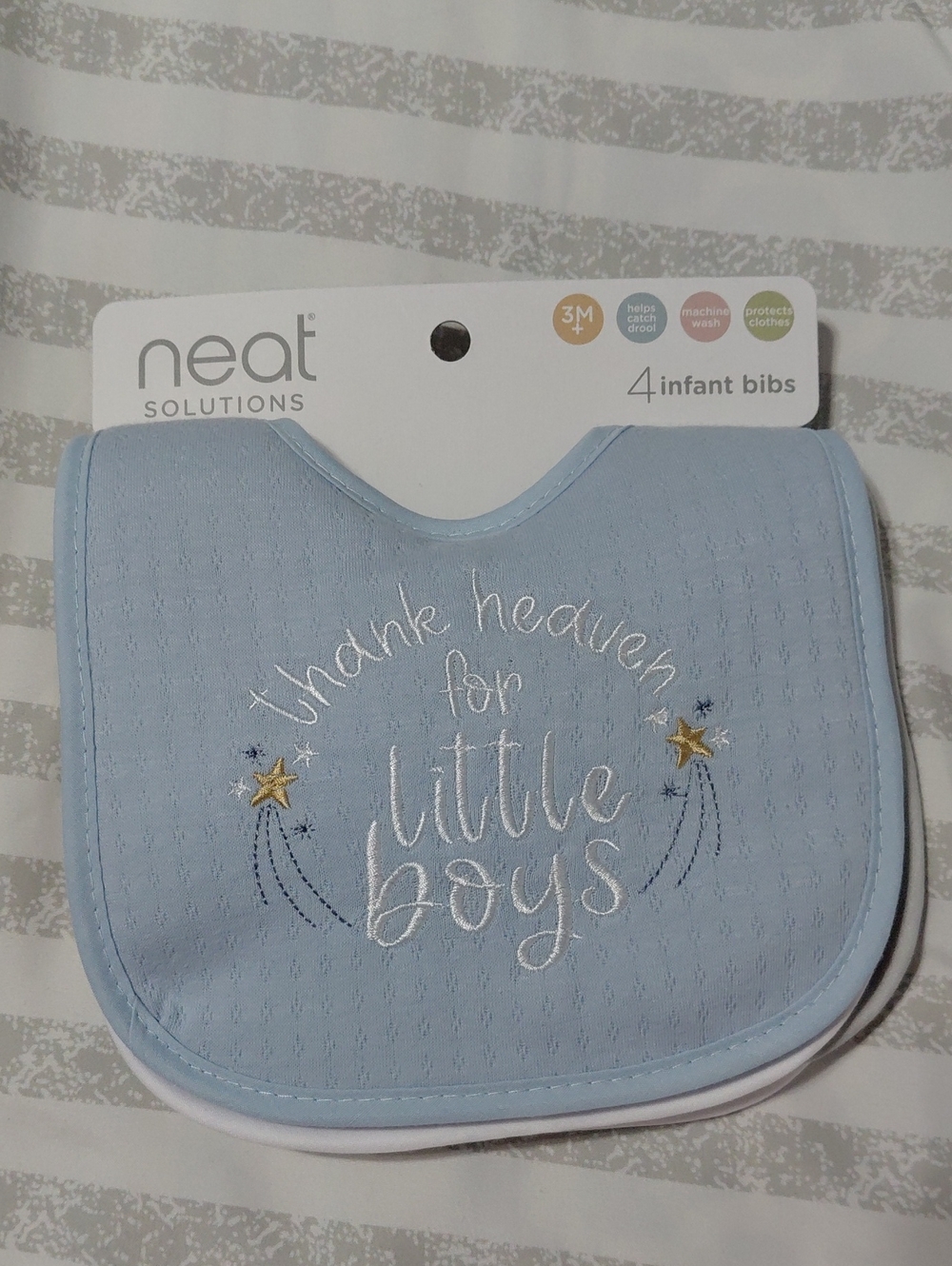 Neat Solutions Light Blue Infant Bib - Thank Heaven for Little Boys (4-Pack)